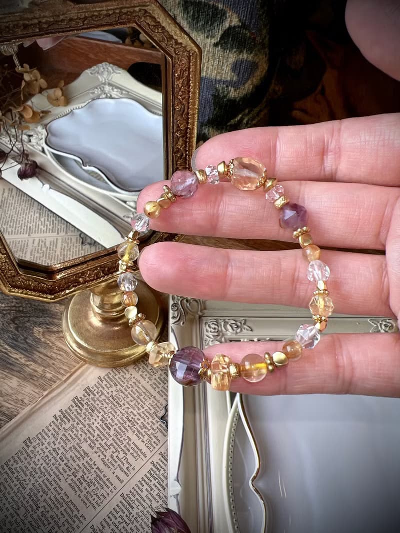 -法式浪漫-天然水晶手鏈/黃銅手鍊