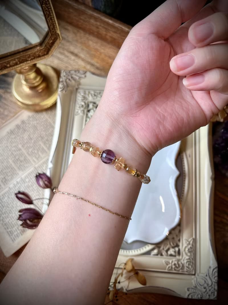 -法式浪漫-天然水晶手鏈/黃銅手鍊