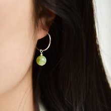 【翠】天然玉石岫玉925銀圈環耳墜耳環