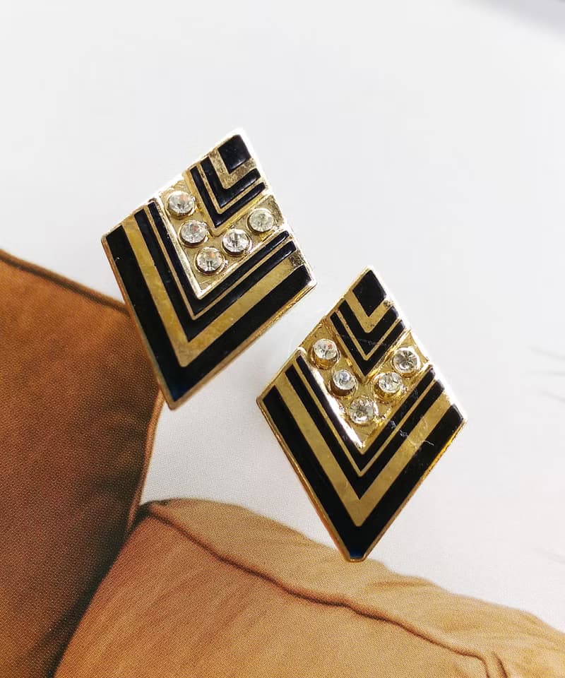 Vintage Jewelry 西洋古董飾品  摩登幾何 針式耳環