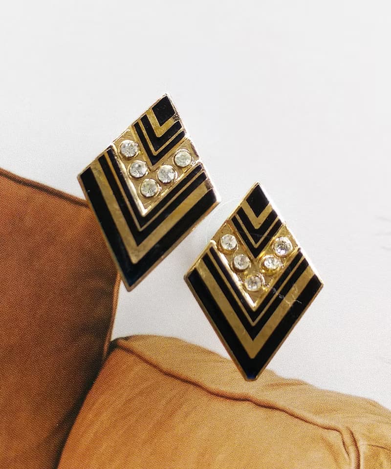 Vintage Jewelry 西洋古董飾品  摩登幾何 針式耳環