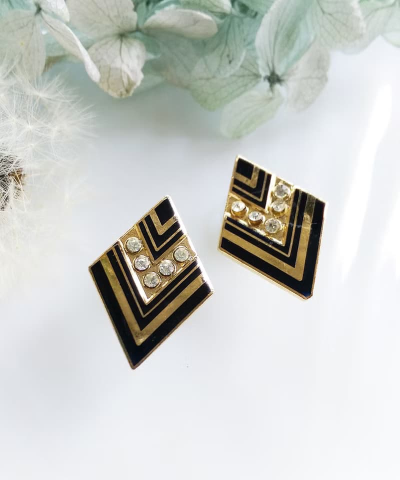 Vintage Jewelry 西洋古董飾品  摩登幾何 針式耳環