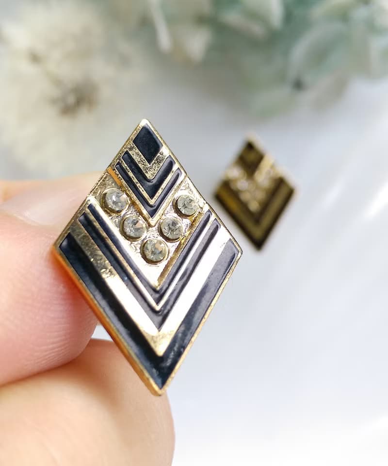 Vintage Jewelry 西洋古董飾品  摩登幾何 針式耳環