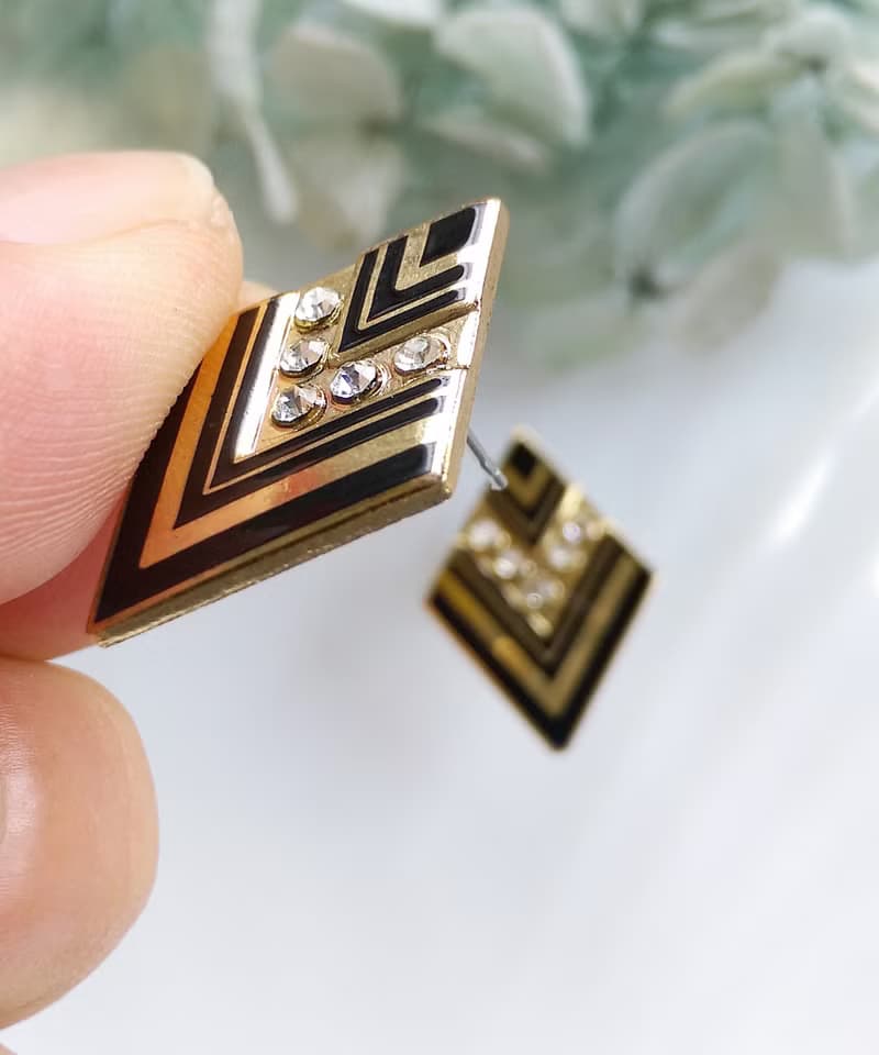 Vintage Jewelry 西洋古董飾品  摩登幾何 針式耳環