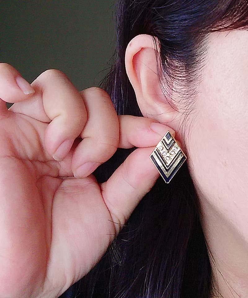 Vintage Jewelry 西洋古董飾品  摩登幾何 針式耳環