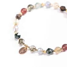 綠碧髮晶金髮晶草莓晶14KGF手鍊 | 綠髮碧璽事業招財水晶手鏈