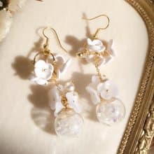 星雪晶球 軟陶耳墜/軟陶耳環/手工耳環 耳針耳夾