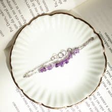 Raw Amethyst Bracelet, 925 Silver, Aries gem, Aquarius, Pisces crystal jewelry