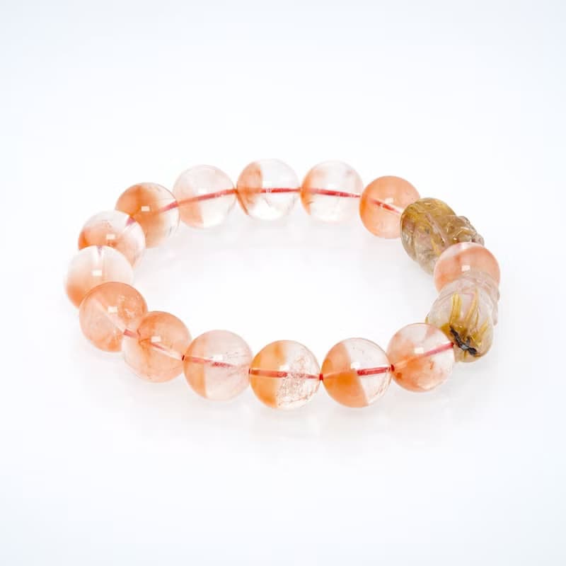 寶麗金珠寶-天然紅兔毛鈦晶貔貅水晶手珠