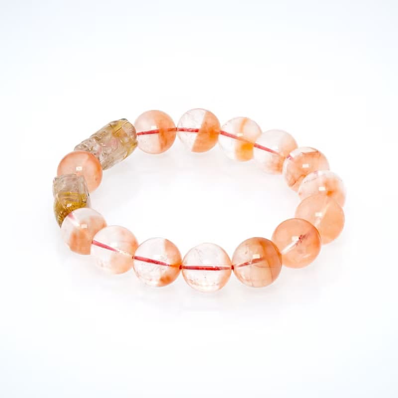 寶麗金珠寶-天然紅兔毛鈦晶貔貅水晶手珠