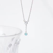 藍托帕石mix天河石925純銀蛋糕爪鑲Y字項鍊