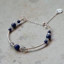 青鳥 - 青金石 拉長石 925純銀手鍊