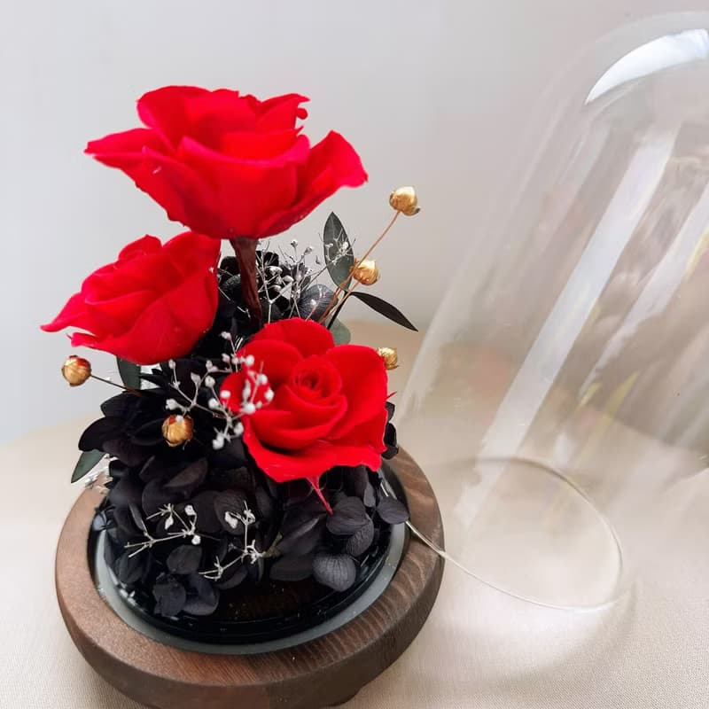 蒔漫花間－墨夜薔薇 永生玫瑰 永生花盅 情人節禮物