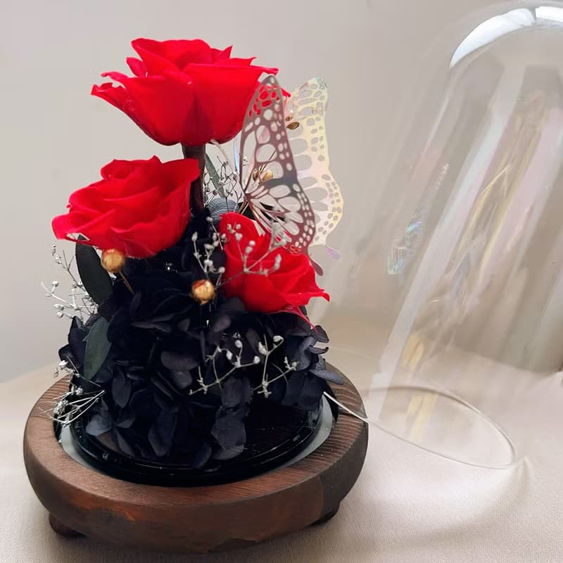 蒔漫花間－墨夜薔薇 永生玫瑰 永生花盅 情人節禮物