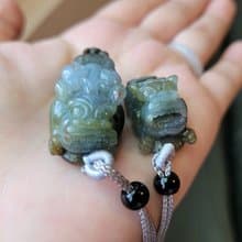 【親翠】天然翡翠 冰牛仔藍茶黃如意貔貅 | 特殊色 | 貔貅園