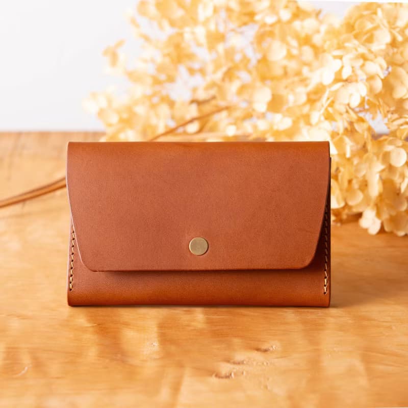 シンプルなマチつきカードケース 名刺入れ　Patan-card マチつき #Cognac【入学祝】【就職祝】【カスタム可能なギフト】