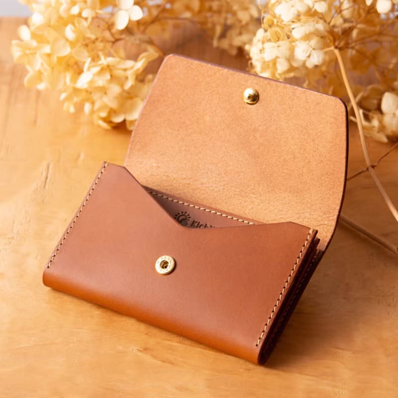 シンプルなマチつきカードケース 名刺入れ　Patan-card マチつき #Cognac【入学祝】【就職祝】【カスタム可能なギフト】
