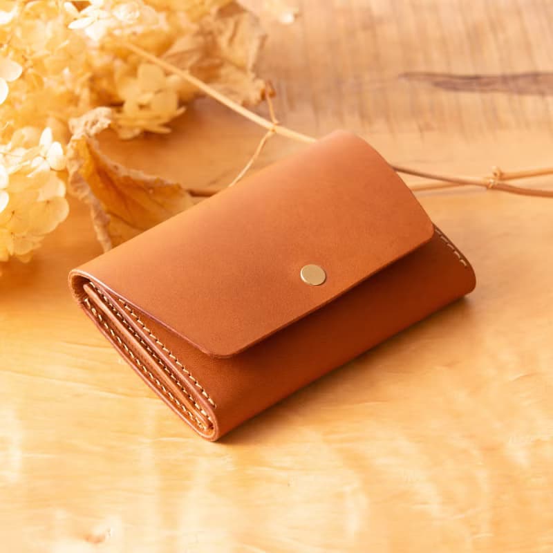 シンプルなマチつきカードケース 名刺入れ　Patan-card マチつき #Cognac【入学祝】【就職祝】【カスタム可能なギフト】