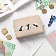 お札が折れない コンパクトウォレット 【 刺繍 パンダ 】 本革 シュリンクレザー ミニ財布 ギフト A316I