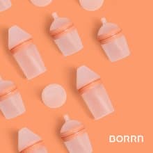 【英國設計製造】BORRN嬰兒矽膠奶瓶 食品級 珊瑚橙