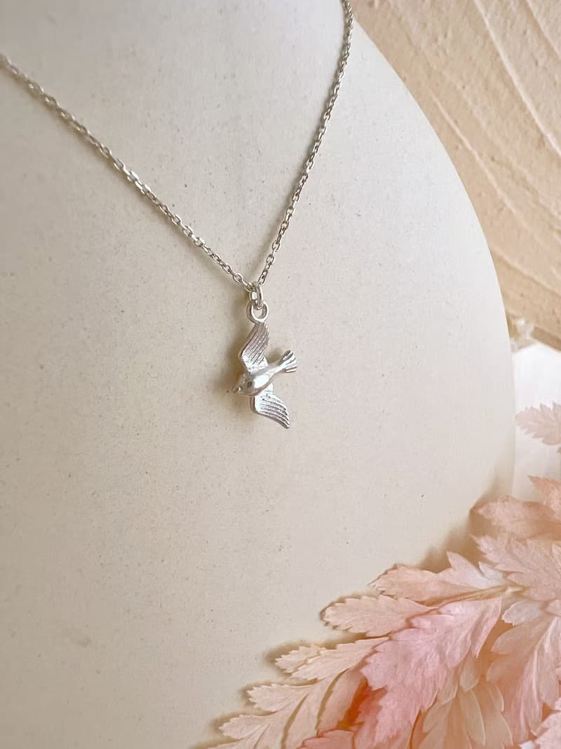 【精緻禮盒】純銀飛鳥項鍊－青鳥 # 925純銀 簡約 可水洗