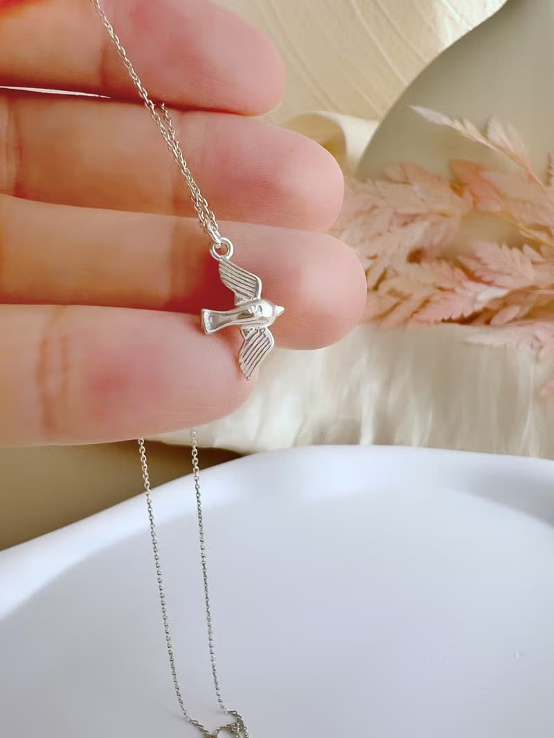 【精緻禮盒】純銀飛鳥項鍊－青鳥 # 925純銀 簡約 可水洗