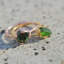 Green Diaopside Natural Point Silver Ring