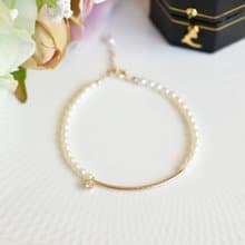スマイルプチ淡水パールのブレスレット 6月誕生石　重ね付けにも 単品