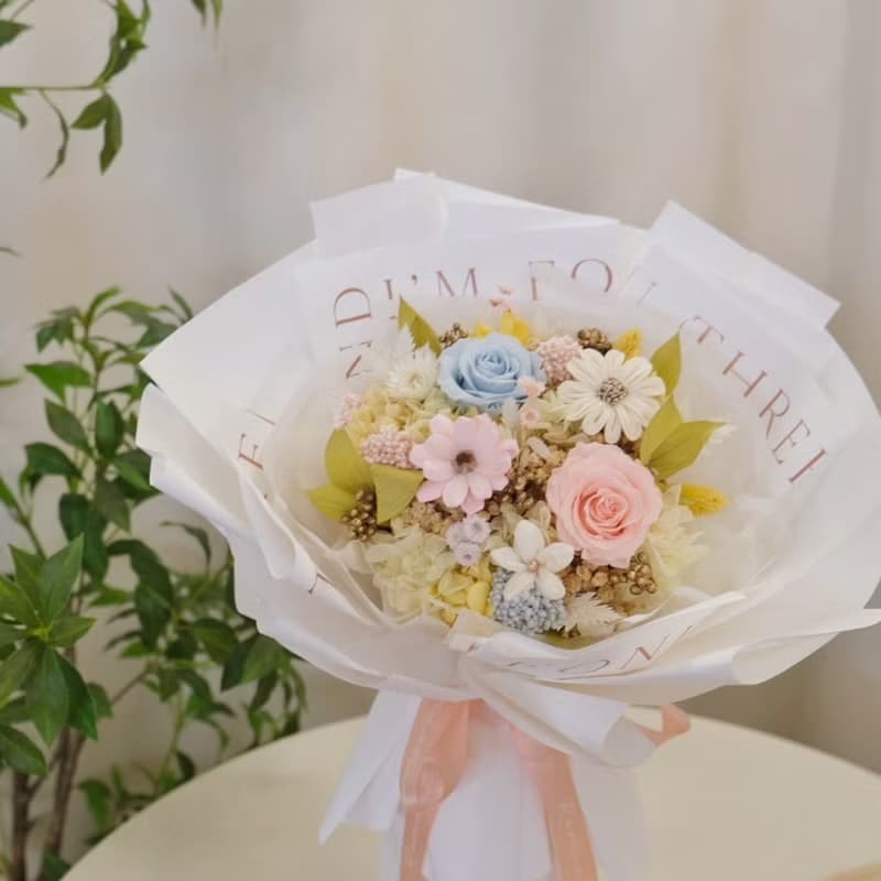 甜蜜花園 夏日甜心藍粉派對 / 七夕花束 情人節禮物 求婚花束