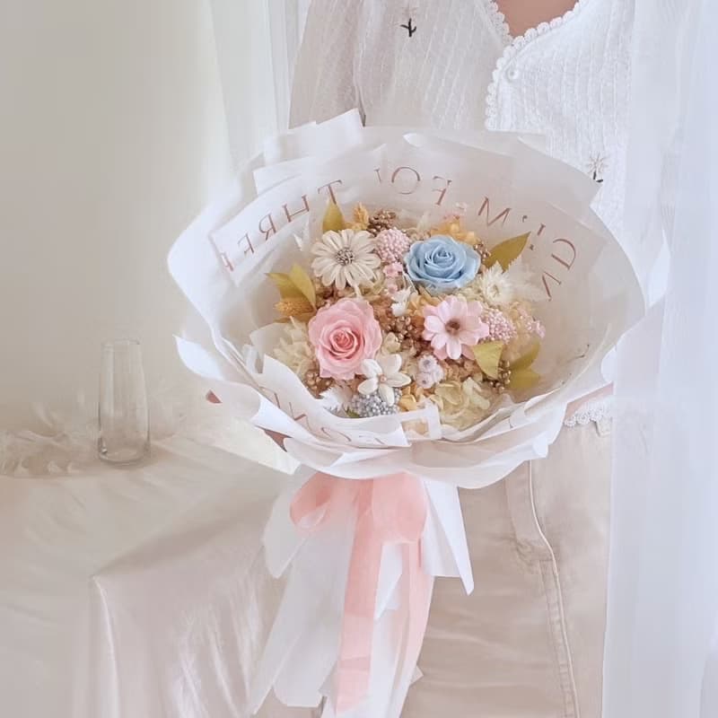 甜蜜花園 夏日甜心藍粉派對 / 七夕花束 情人節禮物 求婚花束