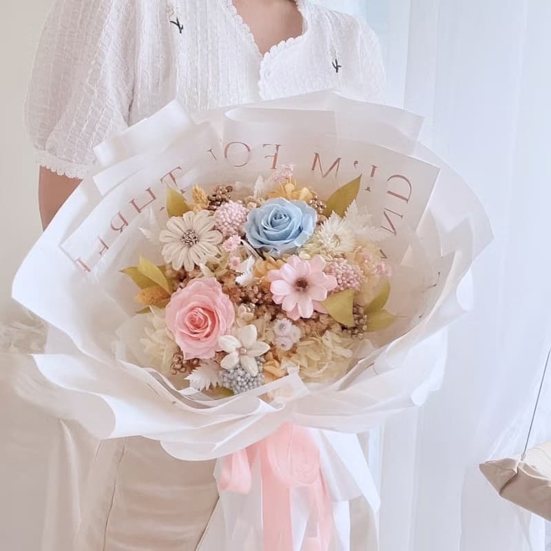 甜蜜花園 夏日甜心藍粉派對 / 七夕花束 情人節禮物 求婚花束