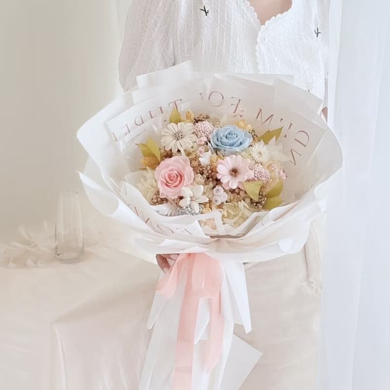 甜蜜花園 夏日甜心藍粉派對 / 七夕花束 情人節禮物 求婚花束