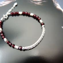 母親節禮盒-優雅刺客-頂級鑽切石榴石佐珍珠925純銀手鍊