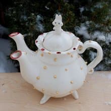Double Spout Teapot Handmade white porcelain teapot Whimsical sculpture Teapot