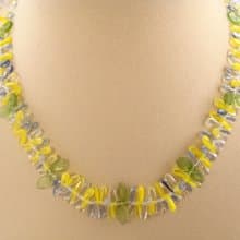 Yellow Blue Green Czech Glass Necklace Petal Leaf Beaded Choker Necklace Jewelry
