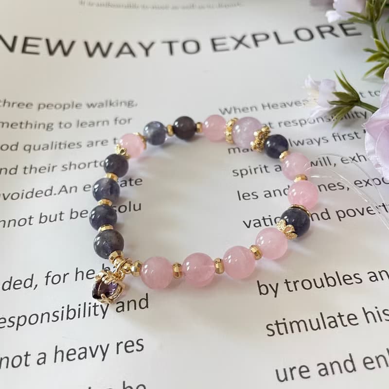 水晶皇后紫鋰輝 14K包金水晶手鍊設計款 瑾青石 粉水晶 畢業禮物