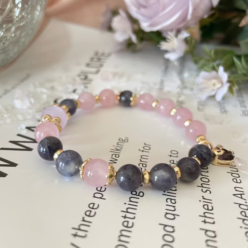 水晶皇后紫鋰輝 14K包金水晶手鍊設計款 瑾青石 粉水晶 畢業禮物