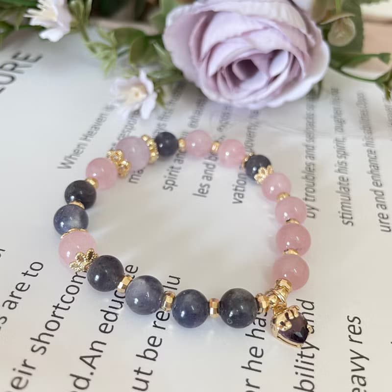 水晶皇后紫鋰輝 14K包金水晶手鍊設計款 瑾青石 粉水晶 畢業禮物