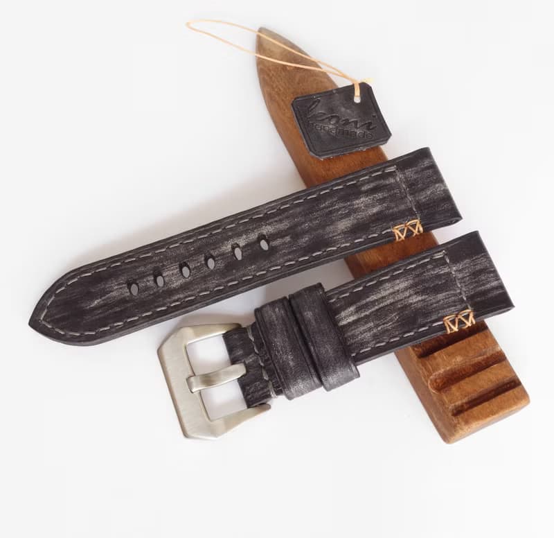 沛納海手錶表帶。灰色。PAM風格。真皮表帶