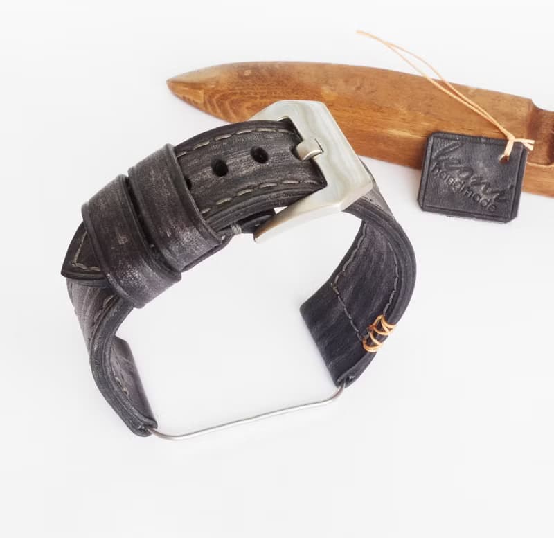 沛納海手錶表帶。灰色。PAM風格。真皮表帶