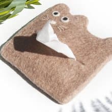 羊毛氈面紙包/貓咪毛孩子面紙袋/動物造型悠遊卡套-藕粉貓咪刺繡