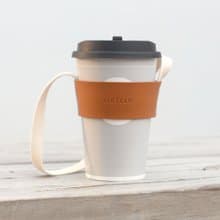 環保飲料提袋 / 杯套 / 杯袋 / 真皮  - 駝黃色