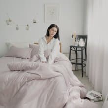 柔絲萊賽爾纖維(素色)/床包組 薄被套鋪棉兩用被/台灣製/多款任選