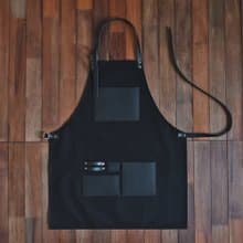 【From Seoul】 Leather work apron (black)