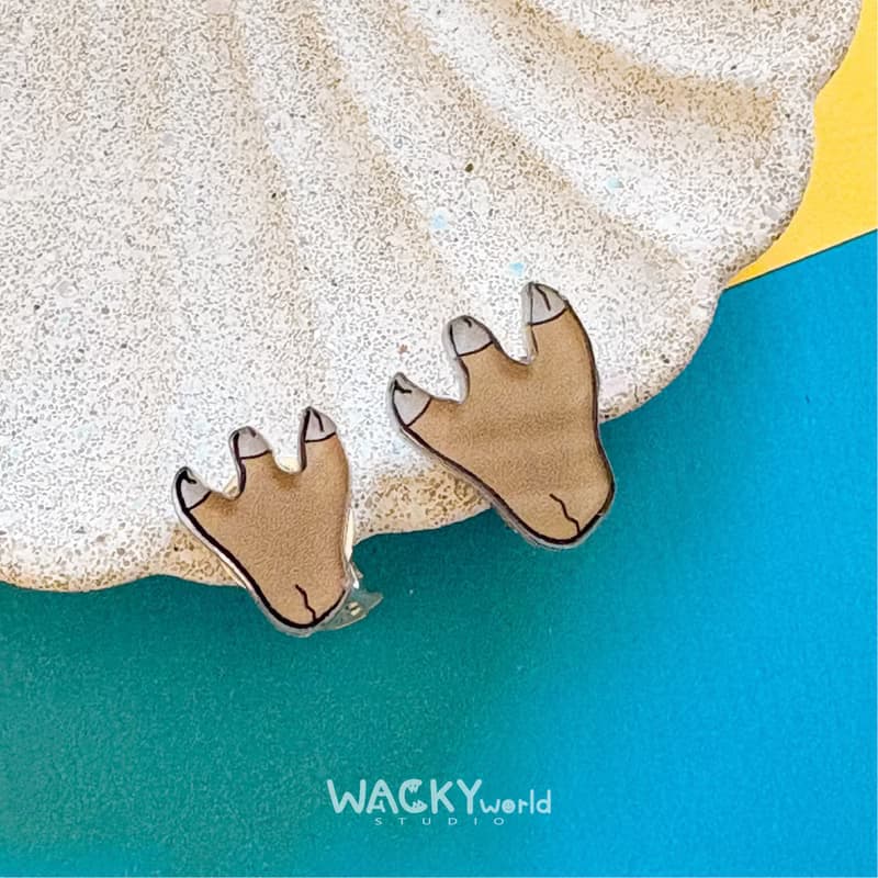 壓克力耳環 耳夾 不對稱恐龍腳