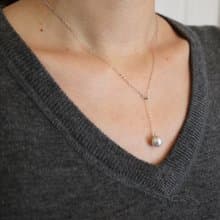 日本製 akoya珍珠項鍊 Y字鏈設計 天然真多麻色珍珠 18k金項鍊