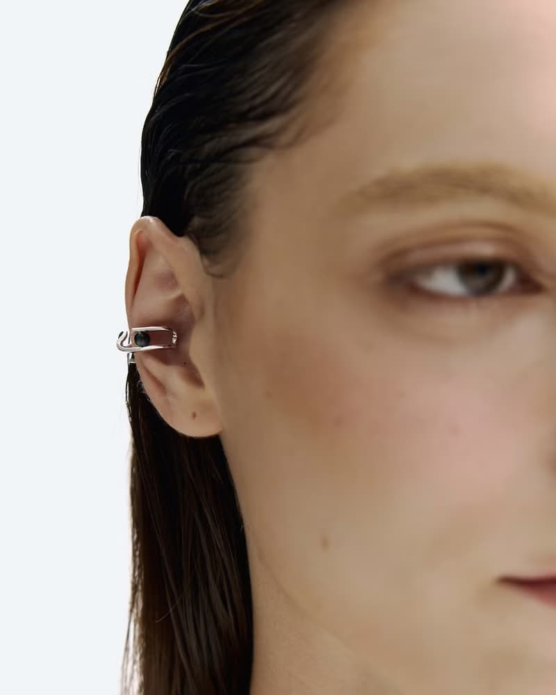 dashbrand DJ01 Paperclip Ear Cuff A - Silver / Black (Tiger Eye) Minimal Jewelry
