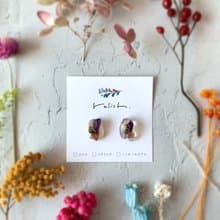 色とりどり 華やか 天然石 ジュエリー 水晶 アメジスト フローライト ピアス イヤリング ノンホールピアス ゴールド 金 紫 パープル 緑 グリーン ピンク