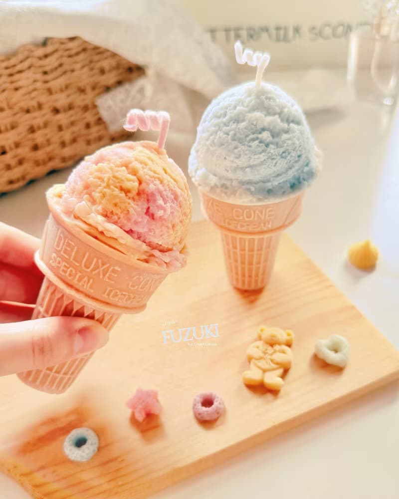 夏日冰淇淋香氛蠟燭 冰淇淋甜筒造型蠟燭