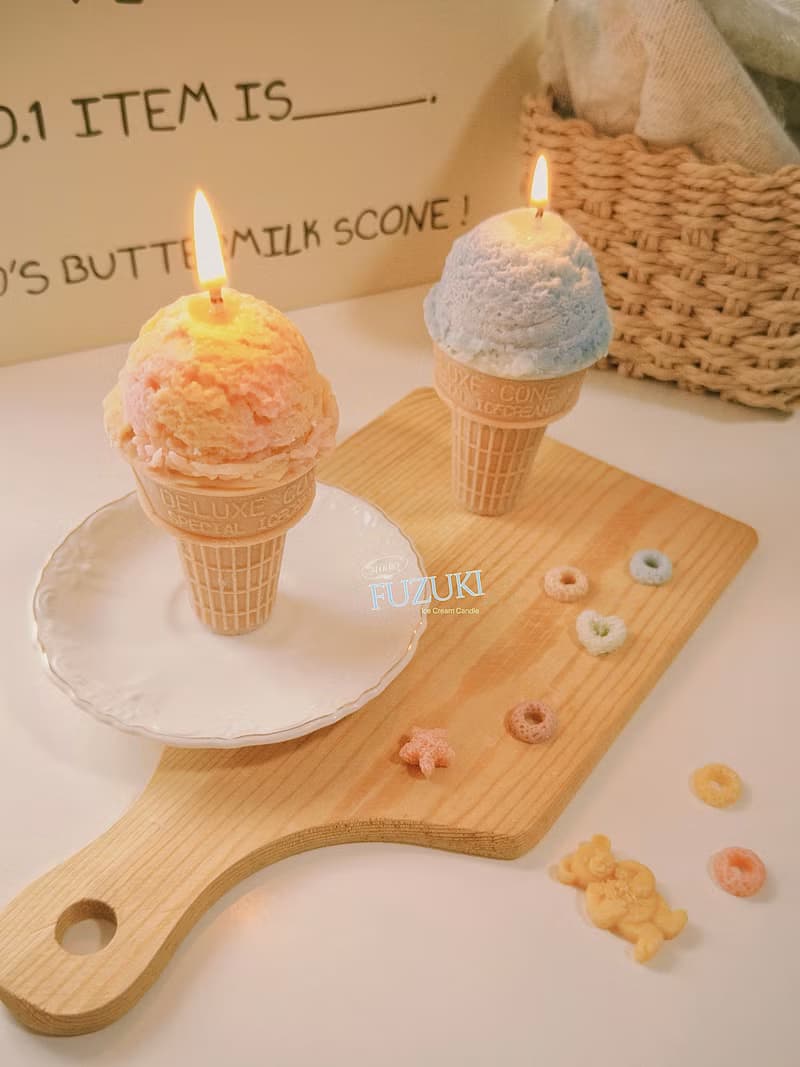 夏日冰淇淋香氛蠟燭 冰淇淋甜筒造型蠟燭